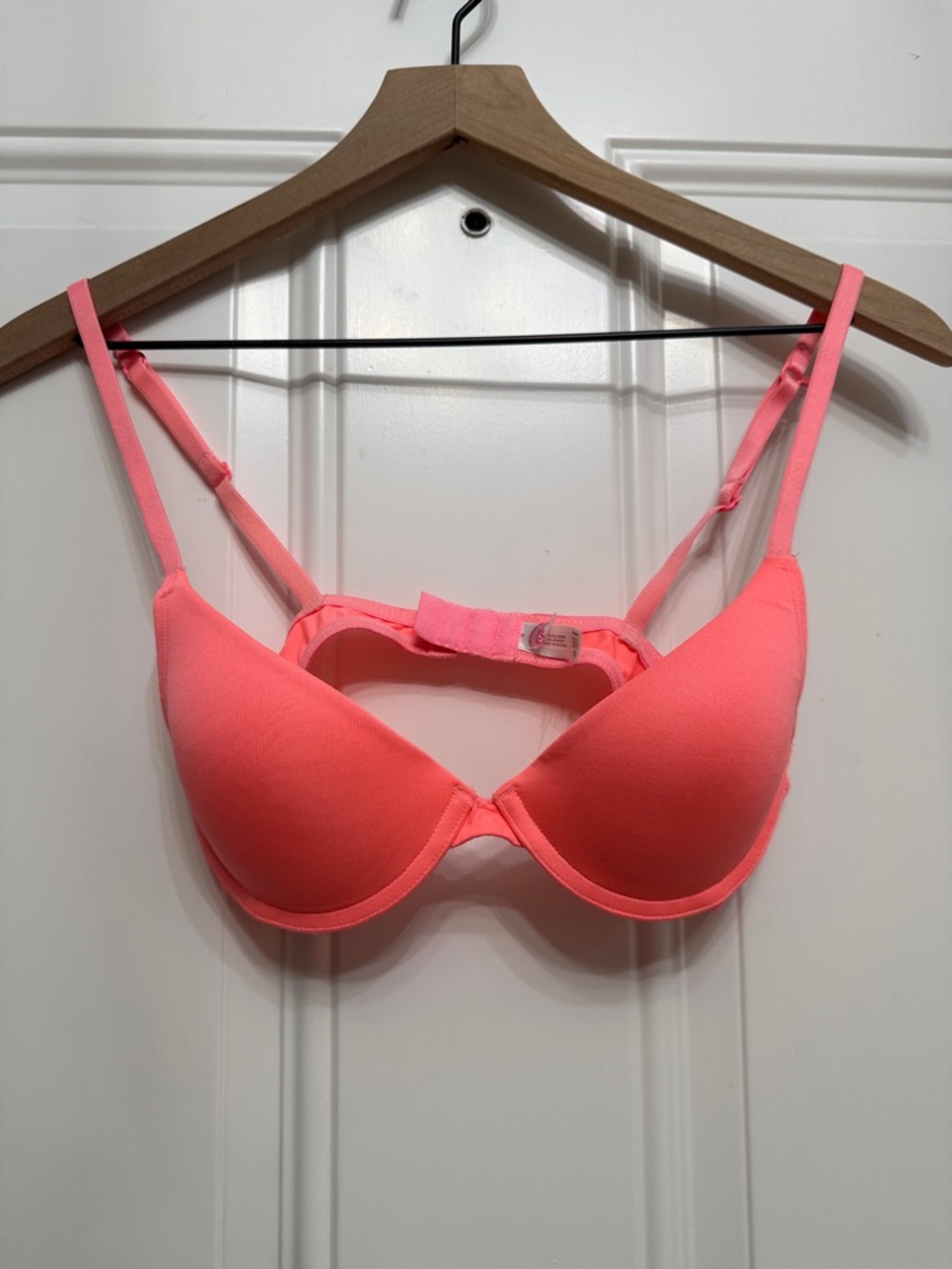 SO Neon Coral Lightly Padded Push-Up Bra